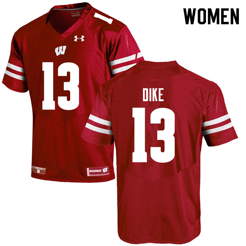 Women #13 Chimere Dike Wisconsin Badgers College Football Jerseys Sale-Red - Click Image to Close